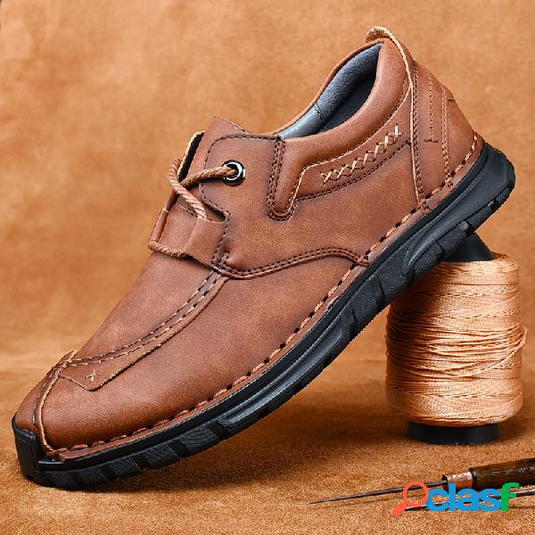 Homens Couro Genuíno Antiderrapante Retro Soft Sola Sapatos