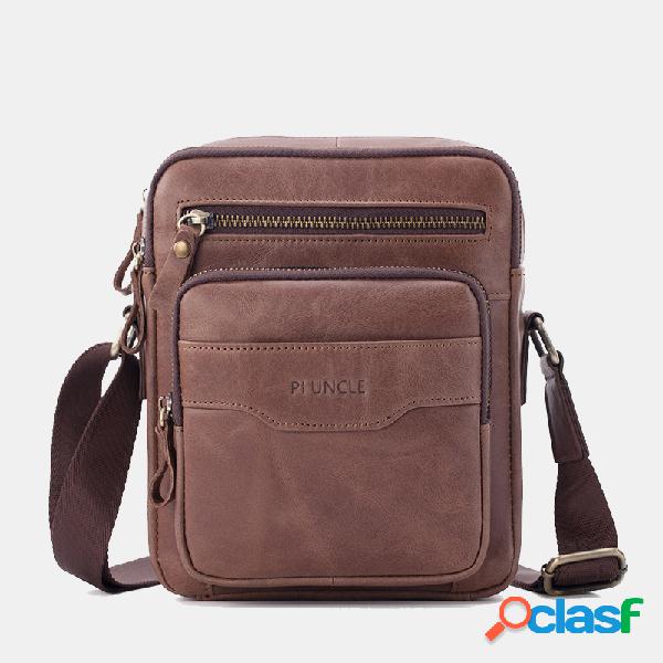 Homens Couro Genuíno Telefone Bolsa Crossbody sólido Bolsa