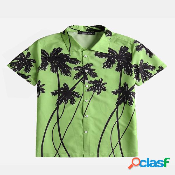 Homens Havaiano Coco Árvore Fina e respirável Floral