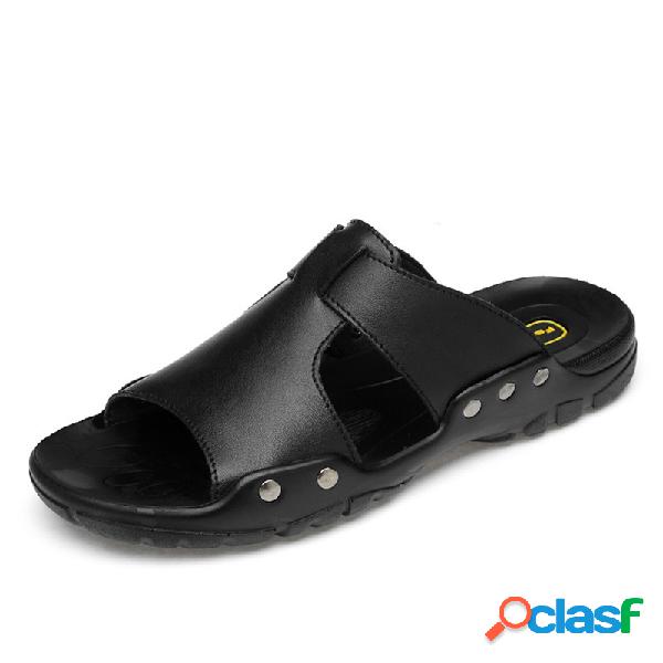 Homens Pure Color Aberto Toe Comfy Soft Sole Água Casual