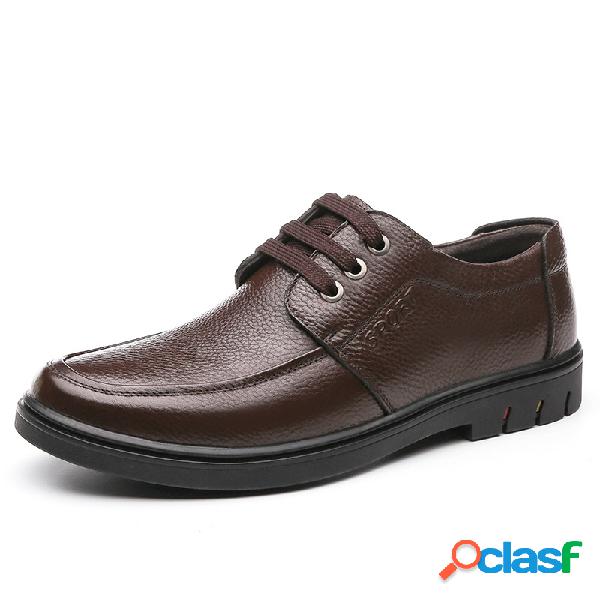 Homens Pure Color Comfy Lace Up Business Casual Sapatos De