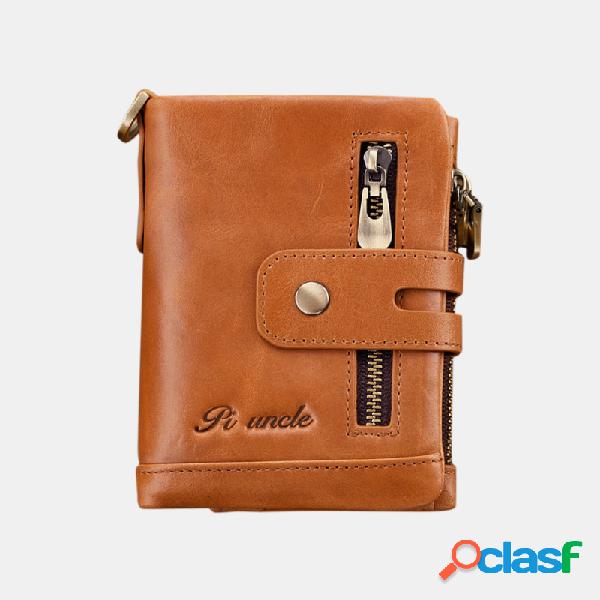 Homens Rfid Antimagnetic Couro Genuíno Multi-slots 8 Slots