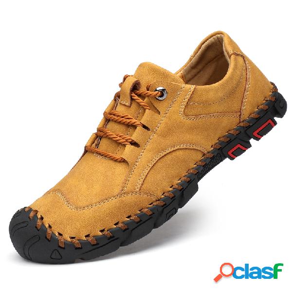 Homens de couro de microfibra ao ar livre Lace Up Toe