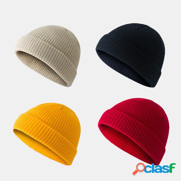 Lã de malha de cor sólida unisex Chapéu Caveira Caps
