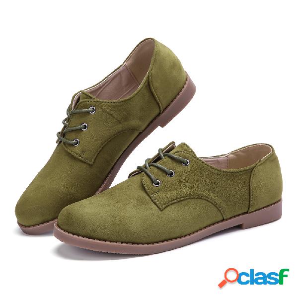 LOSTISY Camurça Lace Up Cor sólida Casual Formal Flat
