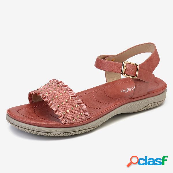 LOSTISY Mulheres Buckle Strap Comfy Casual Sandálias de
