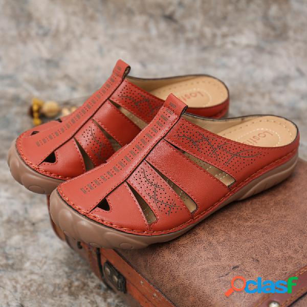 LOSTISY Oco Out Dedo do pé redondo Sandals Confortável