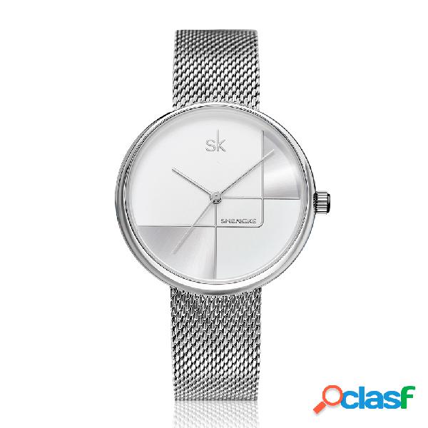 Linha geométrica simples Agulha Dial Mulheres Full Steel