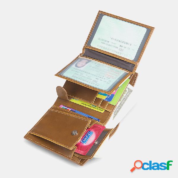 Men Leather 11 Card Slots Carteira de moedas Carteira