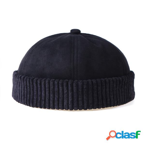 Men Women Retro Rolled Cuff Brimless Hat Skullcap Sailor Cap