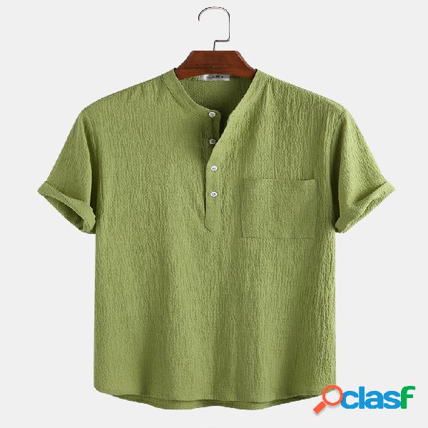 Mens 100% Algodão Bolha de cor sólida Textura Casual Home