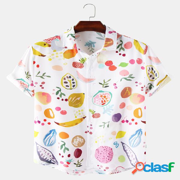 Mens Abstract Colorful Fruit Padrão Imprimir camisas de