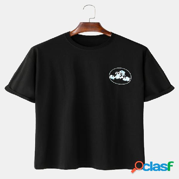 Mens Carp Padrão Print Solid Color T-shirts respiráveis e