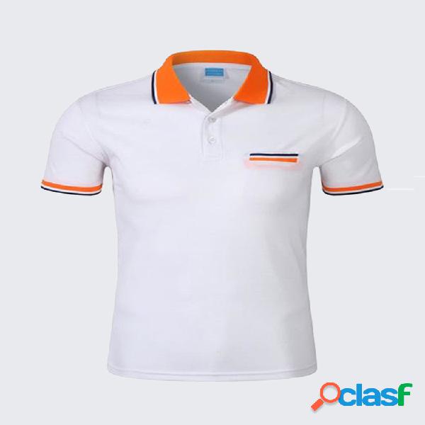 Mens Contraste Cor Turndown Collar Camisas de golfe casuais