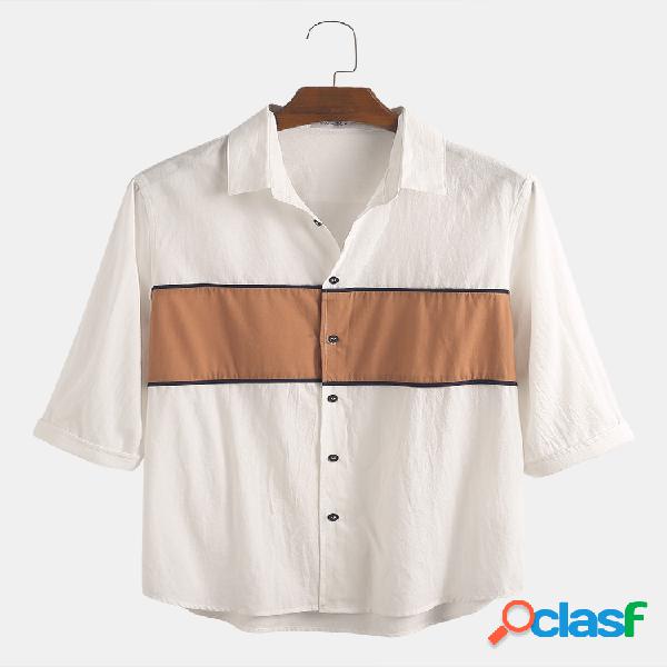 Mens Designer Patchwork Contraste Simples Casual 100%