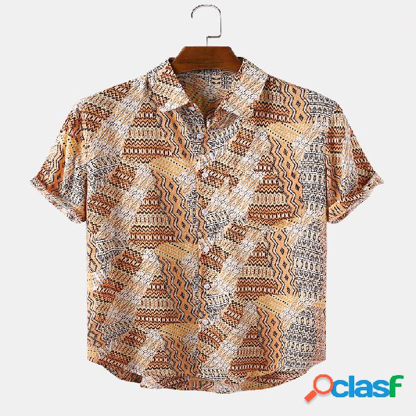 Mens Ethnic Padrão Print National style Holiday Camisa