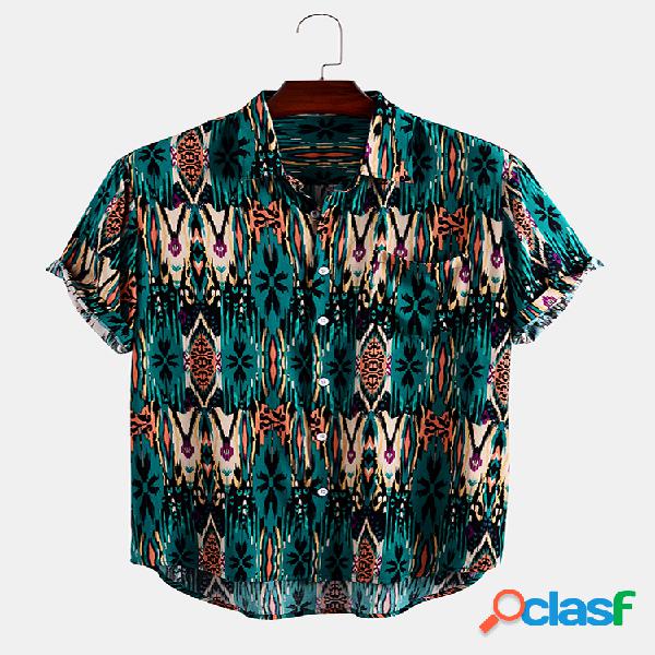 Mens Graffiti Allover Print Camisas de grife de manga curta