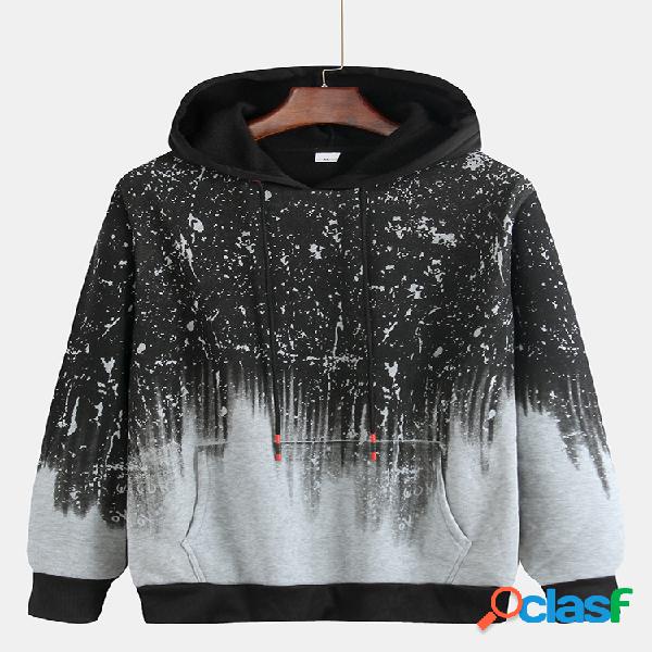 Mens Jacquard Abstract Graffiti Printed Kangaroo Pockets