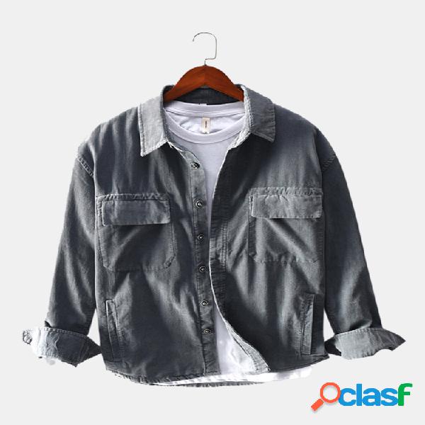 Mens Plain Style Veludo de algodão de cor sólida Bolsos