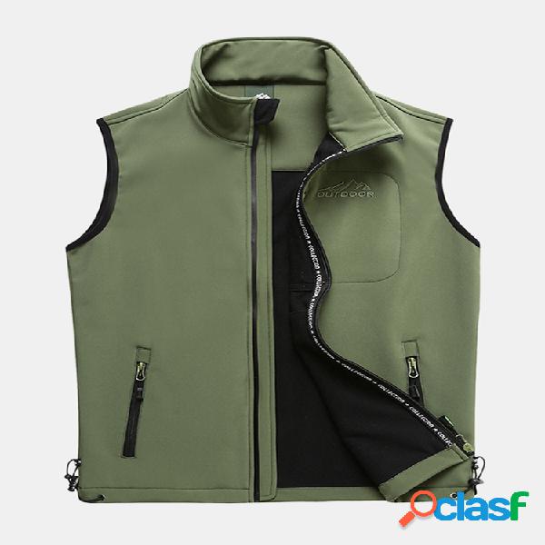 Mens ao ar livre Soft Shell esporte quente cor sólida gola