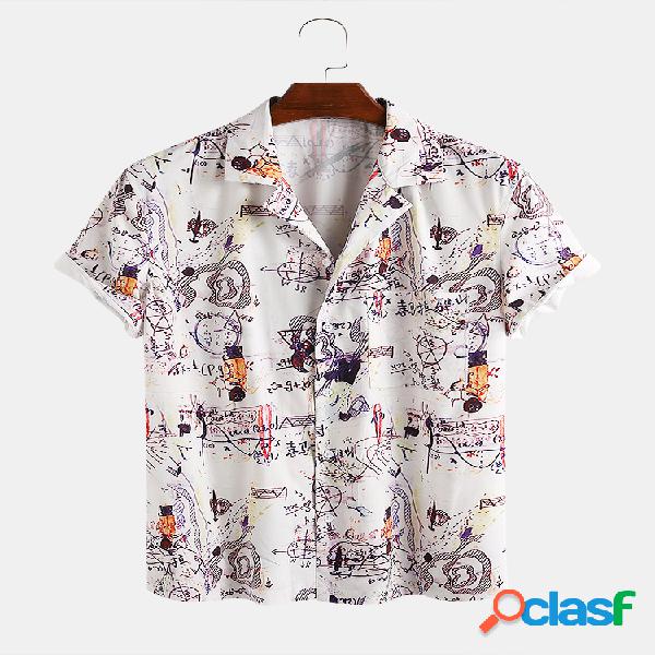 Mens engraçado abstrato Slogen & geométrica impressa peito