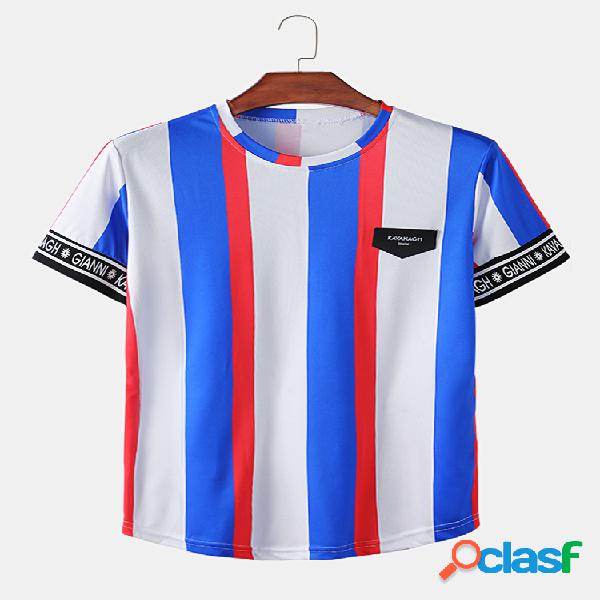 Mens estilo nacional listrado casual esportes luz camisetas