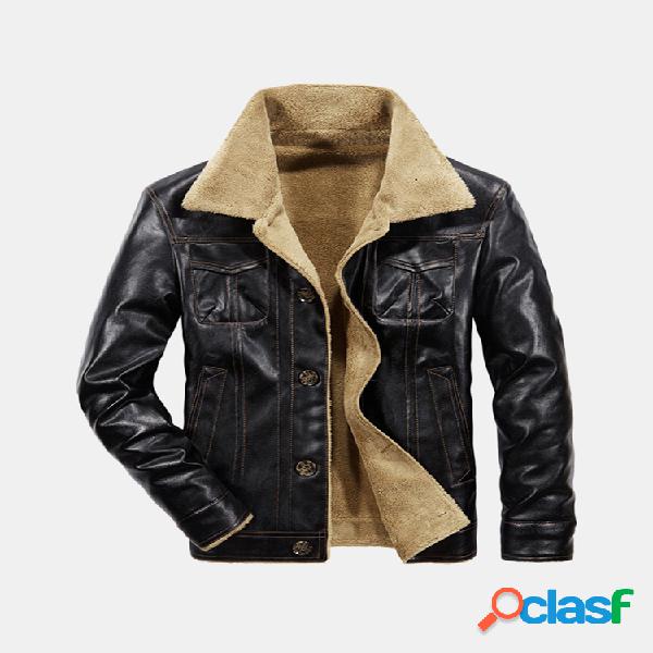 Mens inverno casual negócios engrossar velo forro jaqueta