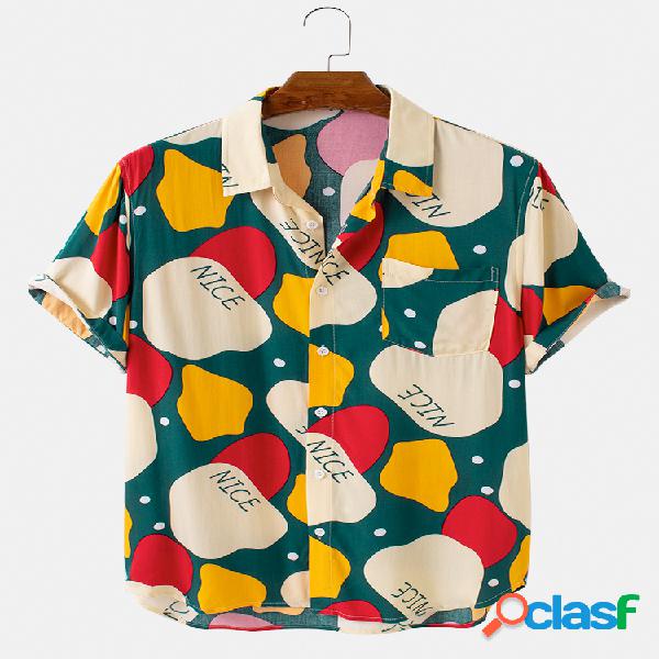 Mens multi color block verão camisas de manga curta