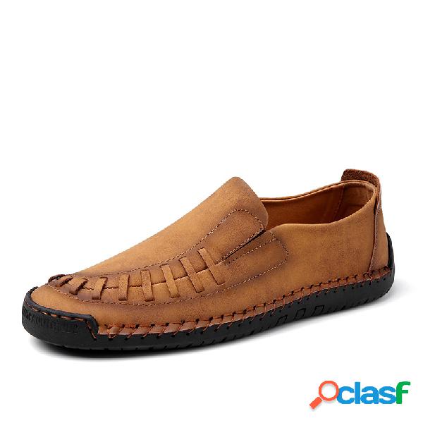 Mocassins de costura para mão para homem Soft Sapatos de