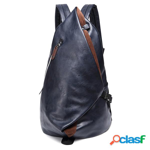 Mochila Casual Masculina Capacidade Grande PU Couro