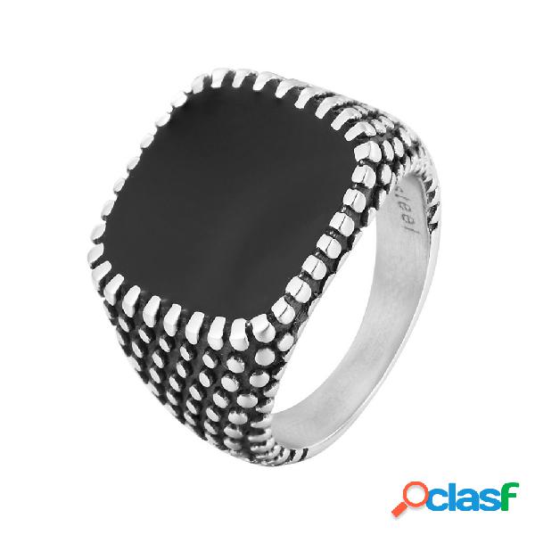 Moda Anéis Dedo Gotas Quadrado Polka Dot Anéis de Aço