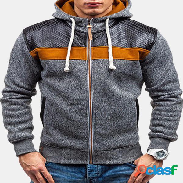 Moletom Esportivo Casual Masculino Zíper Frontal com Capuz