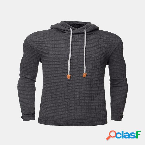 Moletom Quente Confortável Masculino Cor Sólida Ajuste