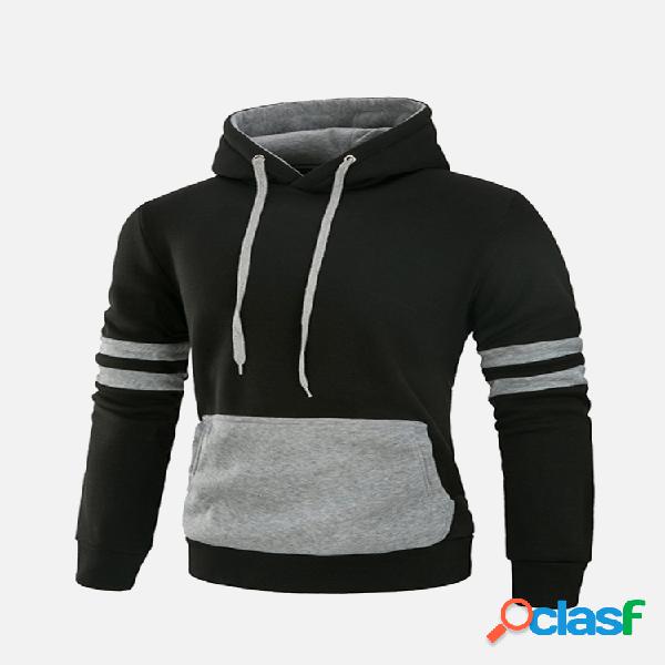 Moletom de Algodão Cor de Costura Bolso Grande Frontal