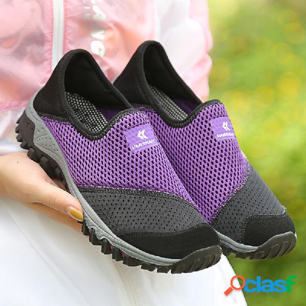 Mulheres Cor Splicing Slip On Casual Malha Caminhadas Ao Ar