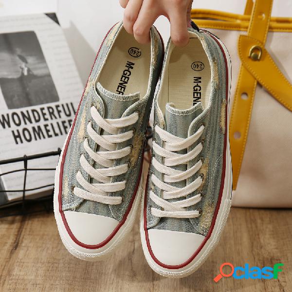 Mulheres Detalhe Decoração Lace Up Flats Shoes