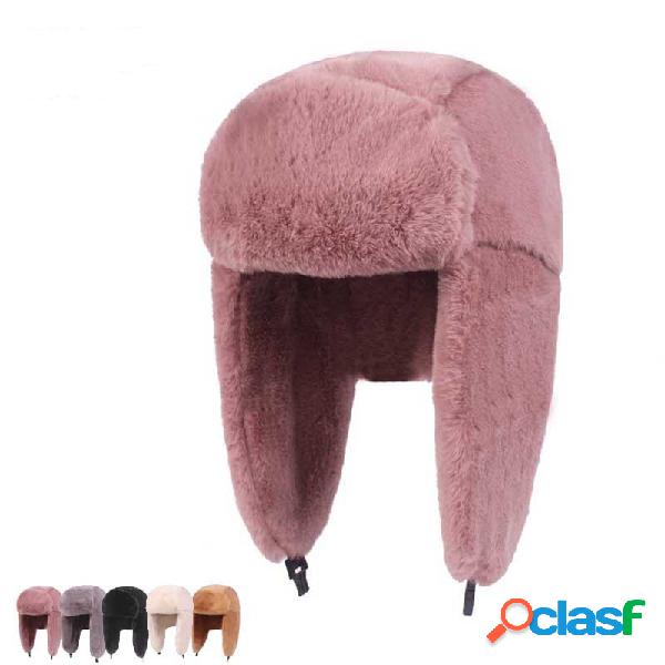 Mulheres Earmuffs Plush Lei Feng Chapéu Inverno Ao Ar Livre