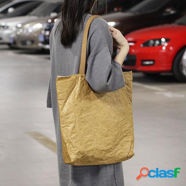 Mulheres Kraft Paper Vintage Shoulder Bolsa Bolsa Casual