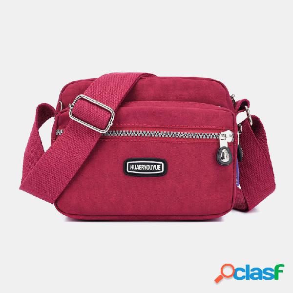 Mulheres Nylon Crossbody casual impermeável com vários