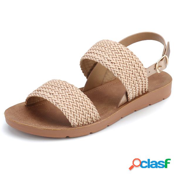 Mulheres Slingback de malha aberto Toe Buckle Casual Slide