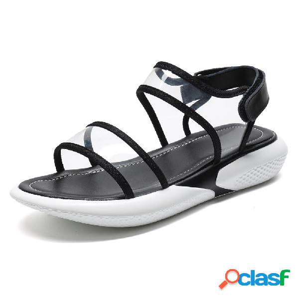 Mulheres Transparente Aberto Toe Gancho Loop Casual
