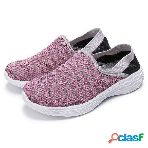 Mulheres casuais correndo Lightwight Mesh Slip On Sneakers