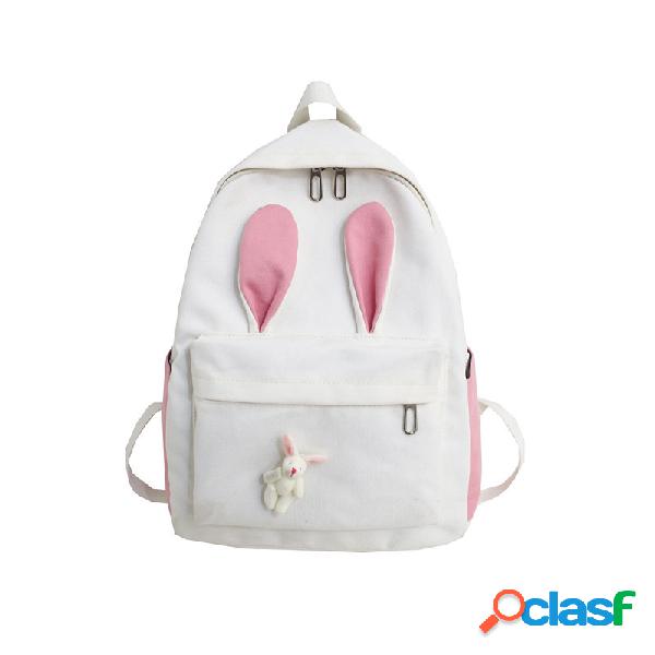 Mulheres de grande capacidade Canvas Cartoon Backpack Casual