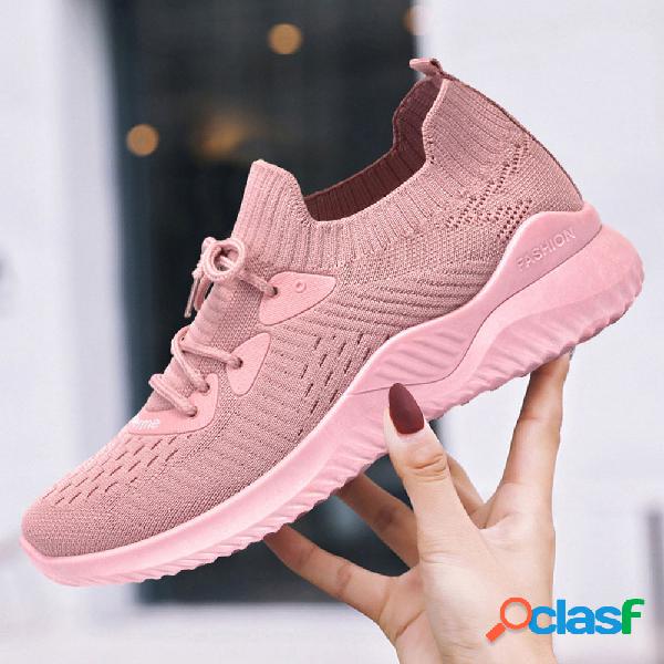 Mulheres de malha Brathable Soft Sola Comfy Sports Casual