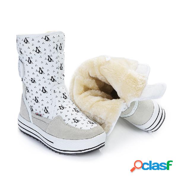 Mulheres inverno pelúcia quente forrado Gancho Loop botas