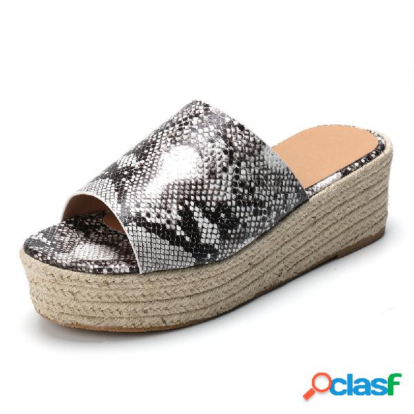 Plus Tamanho Mulheres Casual Confortável Peep Toe Straw