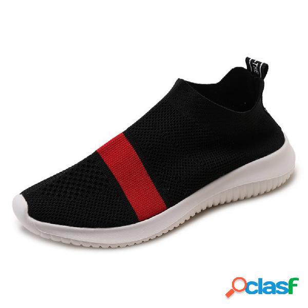 Plus Tamanho Mulheres Sports Light Knit Respirável Slip On