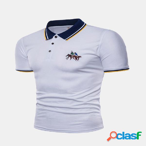 Polo Bordado Formal Ajuste Fino Casual Masculino