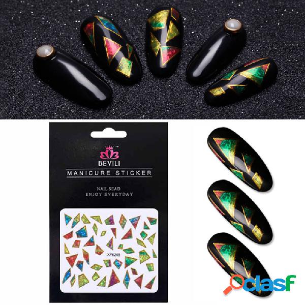 Prego de vidro 3D Etiqueta impermeável Shimmer Nail Sticker