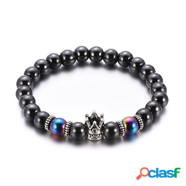 Pulseiras de contas Vintage Preto Gallstone Imperial Crown